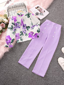 Kompleti dječje odjeće za djevojčice 8-12 godina Dostupno u više boja, majica dugih rukava i hlače s printom