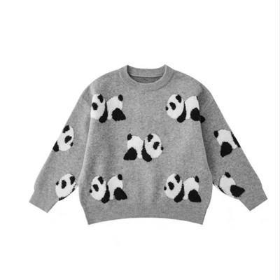 Moda băiat fată panda pulover brodat epocă toamnă iarnă copil copil pulover tricotat casual din bumbac top haine pentru bebeluși1-10