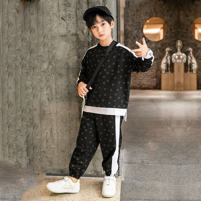 Kevad-sügis Poiste Kontrastne Lapiline Smile Dressipluus + Dressipükste Komplekt Laste Spordidress Kooli Lastele Komplektid Jooksuülikonnad 5-14 a.