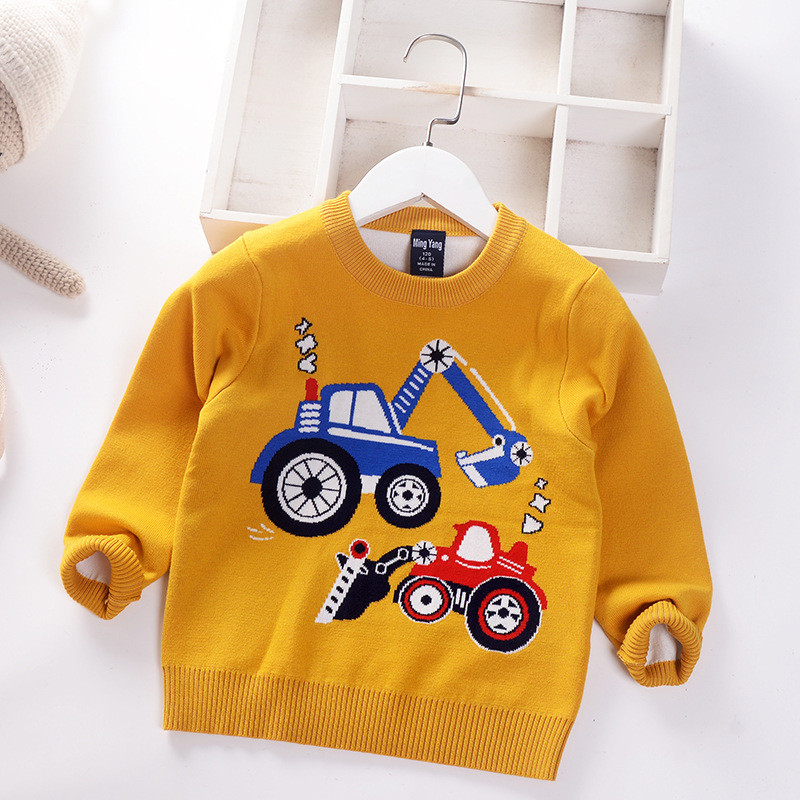 Gyerek pulóver Fiú pulóver pulóver 2023 ősz tél új gyerekruházat rajzfilm autó divat pamut tipegő baba pulóver 2-7 éves korig