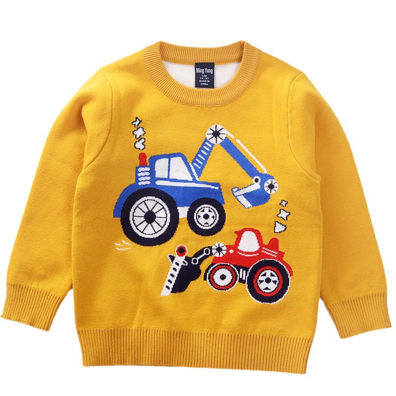 Gyerek pulóver Fiú pulóver pulóver 2023 ősz tél új gyerekruházat rajzfilm autó divat pamut tipegő baba pulóver 2-7 éves korig