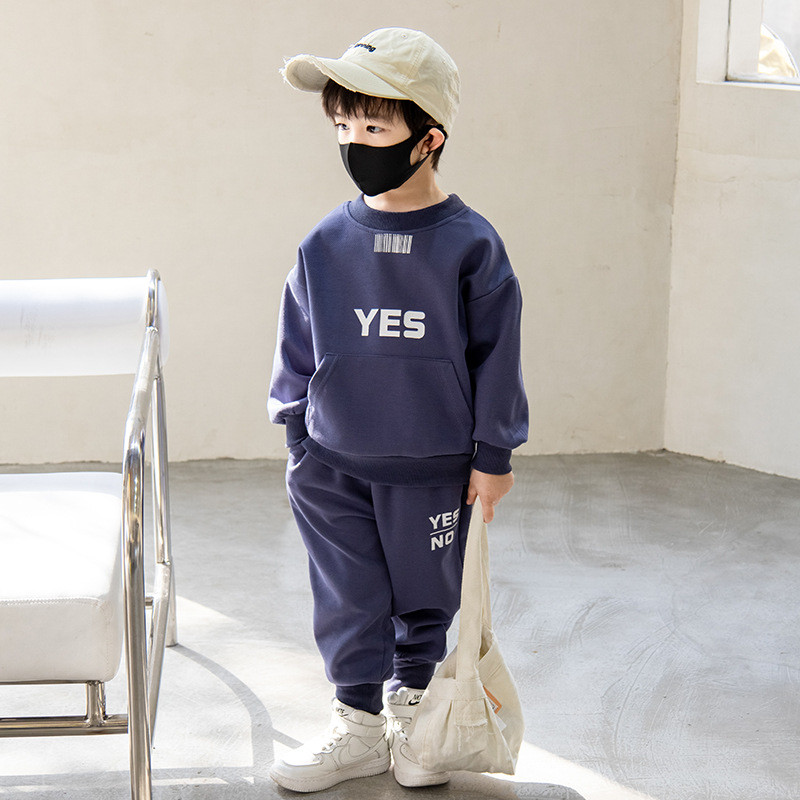 Tavaszi őszi baba és fiú pamut ábécés pulóver + nadrág szettek Iskolai gyerekek tréningruha gyerek 2 db kocogó ruha 1-10 éves korig