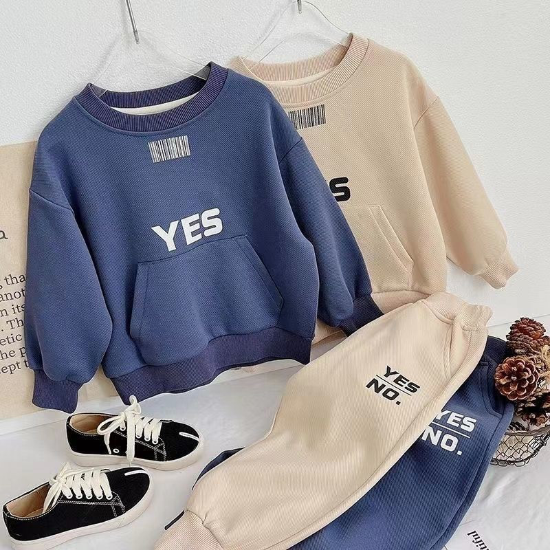 Tavaszi őszi baba és fiú pamut ábécés pulóver + nadrág szettek Iskolai gyerekek tréningruha gyerek 2 db kocogó ruha 1-10 éves korig