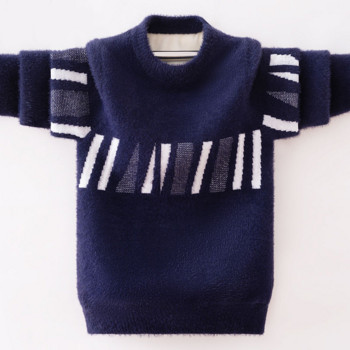 Пролет и есен 2023 г. Нова простота, многофункционална мода, детско облекло с кръгло деколте и дълъг ръкав Тенденция, раиран плюшен пуловер