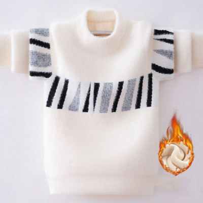 2023. aasta kevad ja sügis, uus lihtsus, mitmekülgne moodne lasteriided, ümara kaelusega pikkade varrukatega trenditriibuline plüüsis kampsun