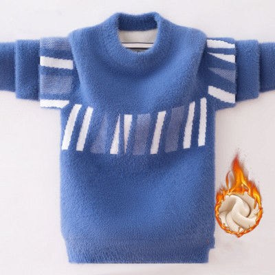 2023. aasta kevad ja sügis, uus lihtsus, mitmekülgne moodne lasteriided, ümara kaelusega pikkade varrukatega trenditriibuline plüüsis kampsun