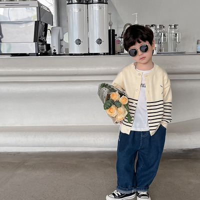 Laste kampsun 2023 jahe kevad-sügis korea stiilis vabaaja topp, tikitud uus moodne poiste lihtne kardigan