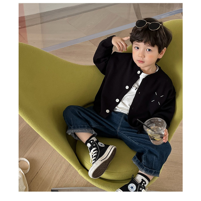 Laste kampsun 2023 jahe kevad-sügis korea stiilis vabaaja topp, tikitud uus moodne poiste lihtne kardigan