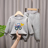 Детски анцуг с карикатурен принт Бебешки комплекти от полар, момичета, момчета Комплекти от поларени панталони Детски екипи Есен Зима 1-9 години