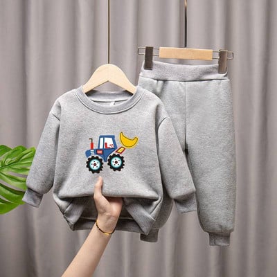 Детски анцуг с карикатурен принт Бебешки комплекти от полар, момичета, момчета Комплекти от поларени панталони Детски екипи Есен Зима 1-9 години