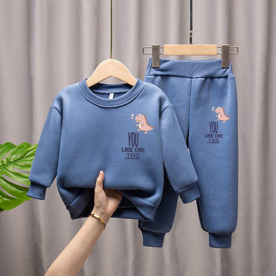Детски анцуг с карикатурен принт Бебешки комплекти от полар, момичета, момчета Комплекти от поларени панталони Детски екипи Есен Зима 1-9 години