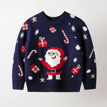 2023 Marry Christmas Пуловер с принт на Дядо Коледа за подарък за деца Изискан карнавален парти Пуловер с лосове Детски топли дрехи Горно облекло