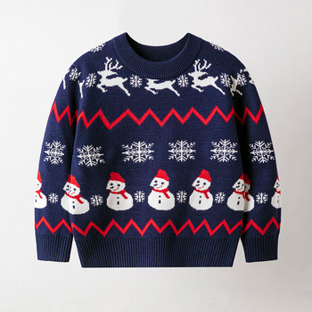 2023 Marry Christmas Пуловер с принт на Дядо Коледа за подарък за деца Изискан карнавален парти Пуловер с лосове Детски топли дрехи Горно облекло