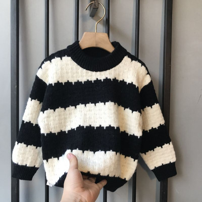 Uus sügistalvine poiste kampsun, triibuline žakaarkaelus ja alumine särk 2–10-aastastele lastele, silmkoelised kampsuntopid