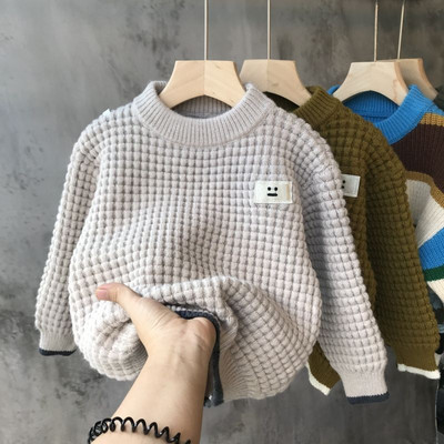 Uus sügistalvine poiste kampsun, triibuline žakaarkaelus ja alumine särk 2–10-aastastele lastele, silmkoelised kampsuntopid