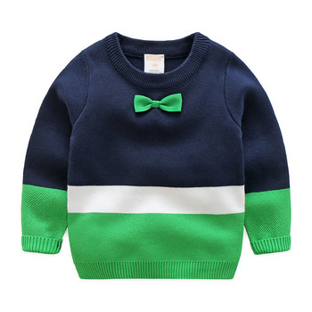 Пуловер за момчета 2022 Есен Зима 2 3 4 6 8 10 години Плетен ученически пуловер с панделка и дълъг ръкав с дълги ръкави за деца и момчета