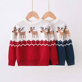 2023 Χριστουγεννιάτικο πουλόβερ με στάμπα για αγόρια για κορίτσια πλεκτό πουλόβερ Βαμβακερά ρούχα Φθινοπωρινά χειμωνιάτικα Χριστούγεννα Παιδικά Πλεκτά ρούχα από μαλακό μαλλί