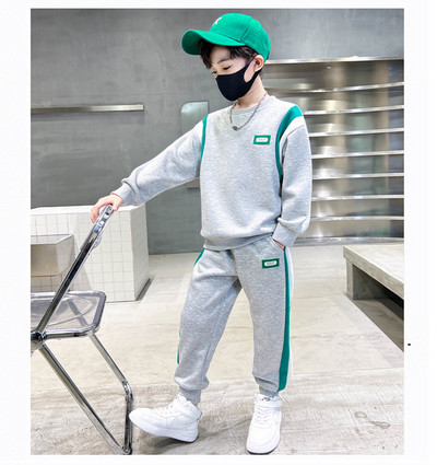 Kevad-sügis poiste kontrastne triibuline tööjope + dressipükste komplektid koolilastele dressid, sörkimisriietus 3–14-aastastele lastele