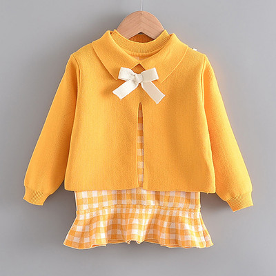 Set de haine pentru bebeluși Bear Leader Toamna Iarnă Set de îmbrăcăminte din struguri din desene animate pentru copii Nou tricotat ținută dulce Costum pentru copii