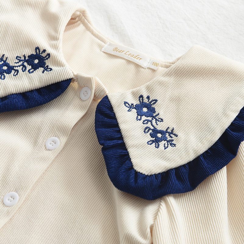 Bear Leader Fashion tüdrukute pikkade varrukatega poolseeliku komplekt sügis/talvine uus tüdrukute nukukaelusega särk top + vööriseelik kaheosaline komplekt