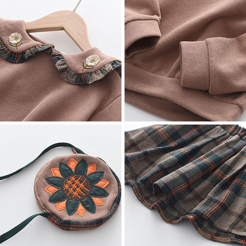 Bear Leader mergaičių drabužių rinkiniai 2 vnt. megztinis ilgomis rankovėmis, rudens žieminiai megztiniai + sijono apranga Kalėdinis vaikų kostiumas