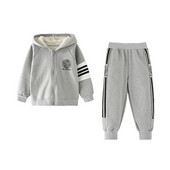 Talvepoiste triibuline sooja fliisvoodriga tõmblukuga kapuuts + dressipüksid, koolilaste dressid, laste varustus, sörkimiskostüüm 1–11 a.