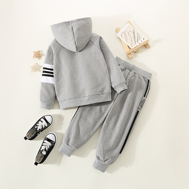 Talvepoiste triibuline sooja fliisvoodriga tõmblukuga kapuuts + dressipüksid, koolilaste dressid, laste varustus, sörkimiskostüüm 1–11 a.