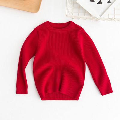 Pulover cu nervuri noi pentru copii, cu mânecă lungă, decolteu, culoare uni, pulover de tricotat, fetiță, băiat, tricotaj, haine calde, 2-7 ani