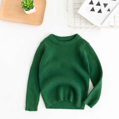 Pulover cu nervuri noi pentru copii, cu mânecă lungă, decolteu, culoare uni, pulover de tricotat, fetiță, băiat, tricotaj, haine calde, 2-7 ani