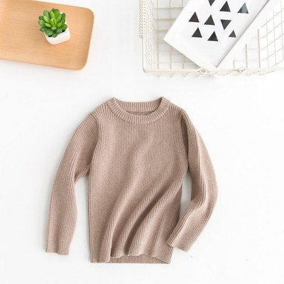 Pulover cu nervuri noi pentru copii, cu mânecă lungă, decolteu, culoare uni, pulover de tricotat, fetiță, băiat, tricotaj, haine calde, 2-7 ani