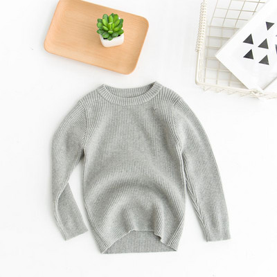Pulover cu nervuri noi pentru copii, cu mânecă lungă, decolteu, culoare uni, pulover de tricotat, fetiță, băiat, tricotaj, haine calde, 2-7 ani
