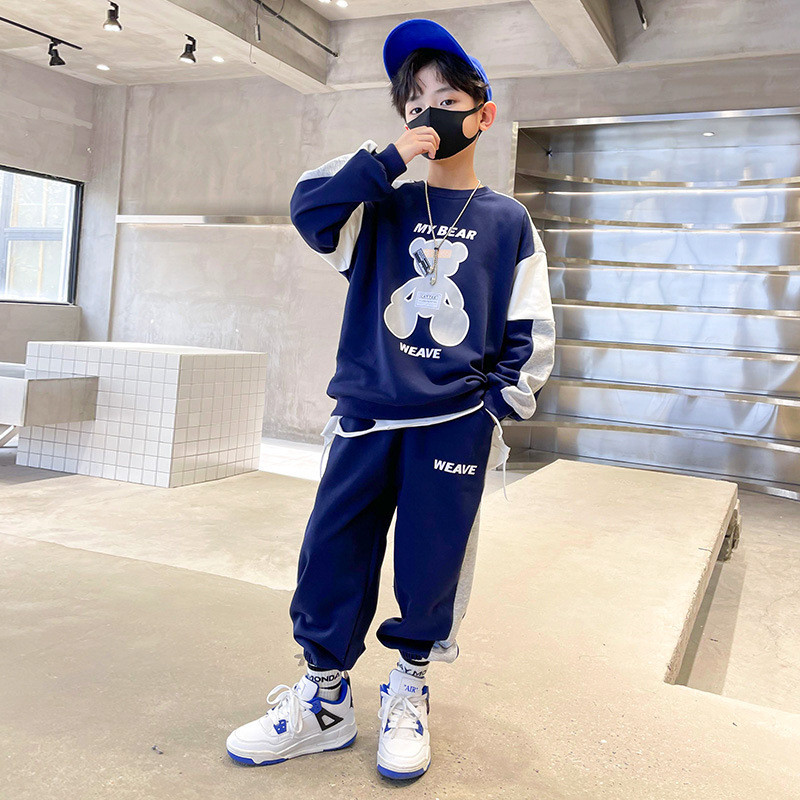 Kevad-sügis poiste kontrast multifilmi dressipluus + dressipükste komplekt Koolilapsed dressid Laste varustus Üliõpilaste sörkimiskostüüm 5-16 a.