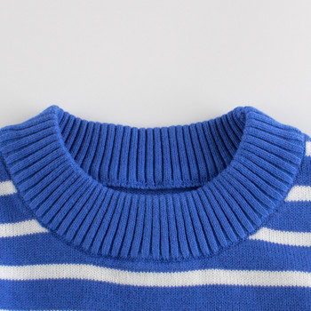 Есен и зима 2023 г. Ново детско облекло Детски раиран пуловер в корейски стил Пуловер за момчета Риза с дъно за 2-8 години
