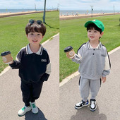 Baby Boys Contrast Alphabet dressipluus + dressipükste komplektid Laste dressid Laste varustus Jumper püksid Jogger komplekt 1-10 aastat