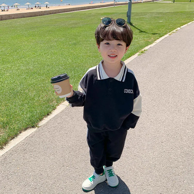 Baby Boys Contrast Alphabet dressipluus + dressipükste komplektid Laste dressid Laste varustus Jumper püksid Jogger komplekt 1-10 aastat