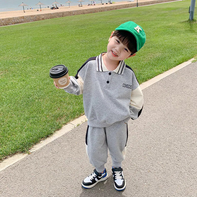 Baby Boys Contrast Alphabet dressipluus + dressipükste komplektid Laste dressid Laste varustus Jumper püksid Jogger komplekt 1-10 aastat