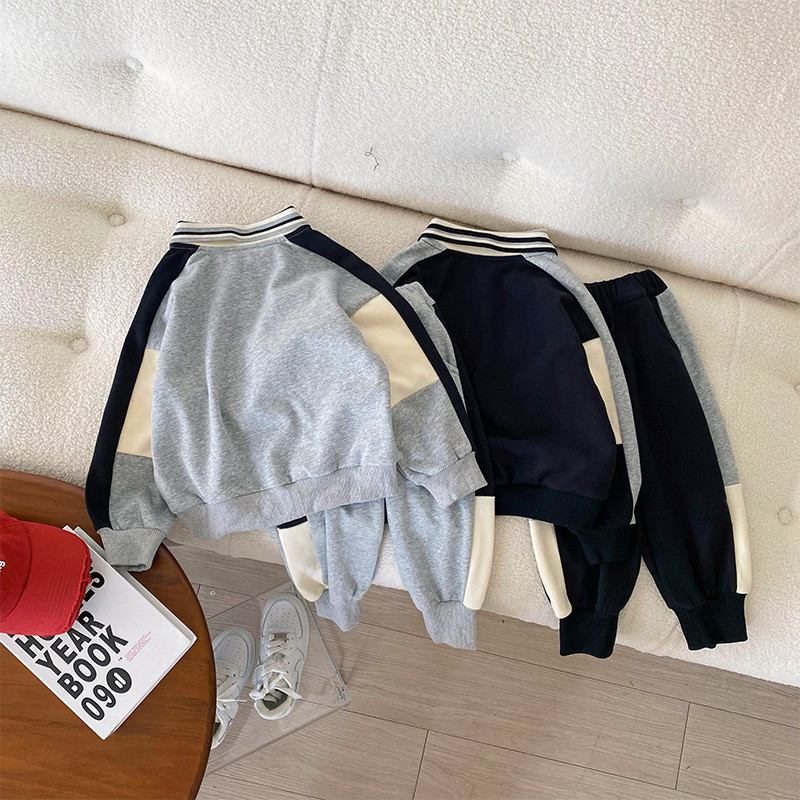 Baby Boys Contrast Alphabet dressipluus + dressipükste komplektid Laste dressid Laste varustus Jumper püksid Jogger komplekt 1-10 aastat