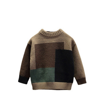 Вълнен пуловер за момчета, плетен на една кука, памучен ветробран 2023, ослепително топъл, удебелен есенно-зимен пуловер, голям размер, детско облекло