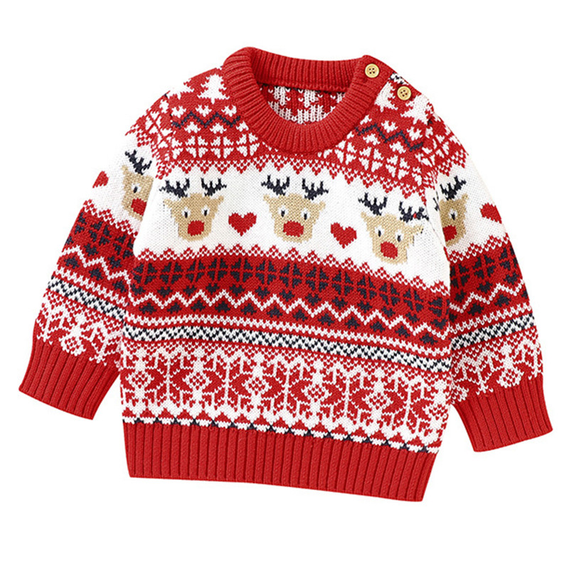 Pulovere pentru bebeluși Îmbrăcăminte de Crăciun Toamnă Iarnă Copii Băieți Fete Haine Pulover imprimeu desene animate Mâneci lungi Pulover Tricotat Topuri Manta