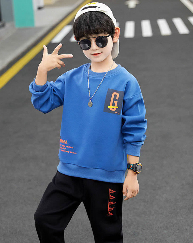 Laste spordidresside komplektid poistele teismelistele Korea laste rõivakomplektid 2023. aasta kevade laste dressipluus+pükste komplektid poistele, kaheosaline komplekt