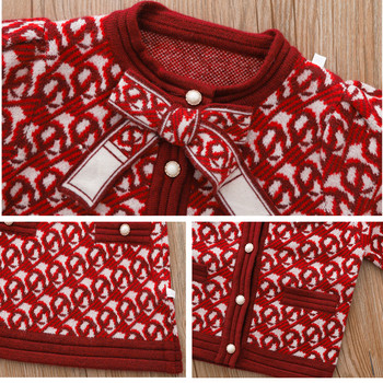Момичета Луксозни комплекти за плетене от 2 бр. Принцеса Класически нови дрехи Зимен пуловер Пола Униформа за рожден ден за 1-8 години Деца Костюми