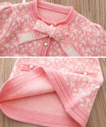 Момичета Луксозни комплекти за плетене от 2 бр. Принцеса Класически нови дрехи Зимен пуловер Пола Униформа за рожден ден за 1-8 години Деца Костюми