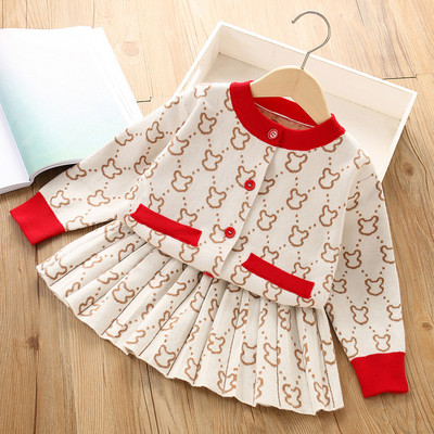 Κορίτσια Πολυτελή 2τμχ Σετ Πλεκτομηχανής Πριγκίπισσα Κλασικά Νέα Ρούχα Χειμερινό Πουλόβερ Φούστα Γενέθλια Στολή για 1-8 Χρόνια Παιδικά Κοστούμια