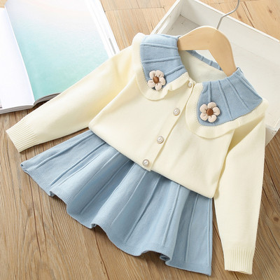 Κορίτσια Πολυτελή 2τμχ Σετ Πλεκτομηχανής Πριγκίπισσα Κλασικά Νέα Ρούχα Χειμερινό Πουλόβερ Φούστα Γενέθλια Στολή για 1-8 Χρόνια Παιδικά Κοστούμια