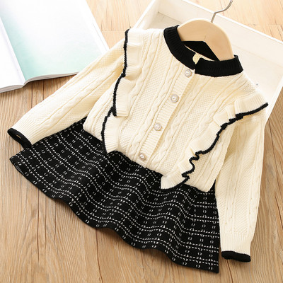 Komplekti talveriided tüdrukutele kampsun ja seelik Uued lapsed helmed kootud riided Ülikonnad 1-7 a. lastele Soe kampsun.