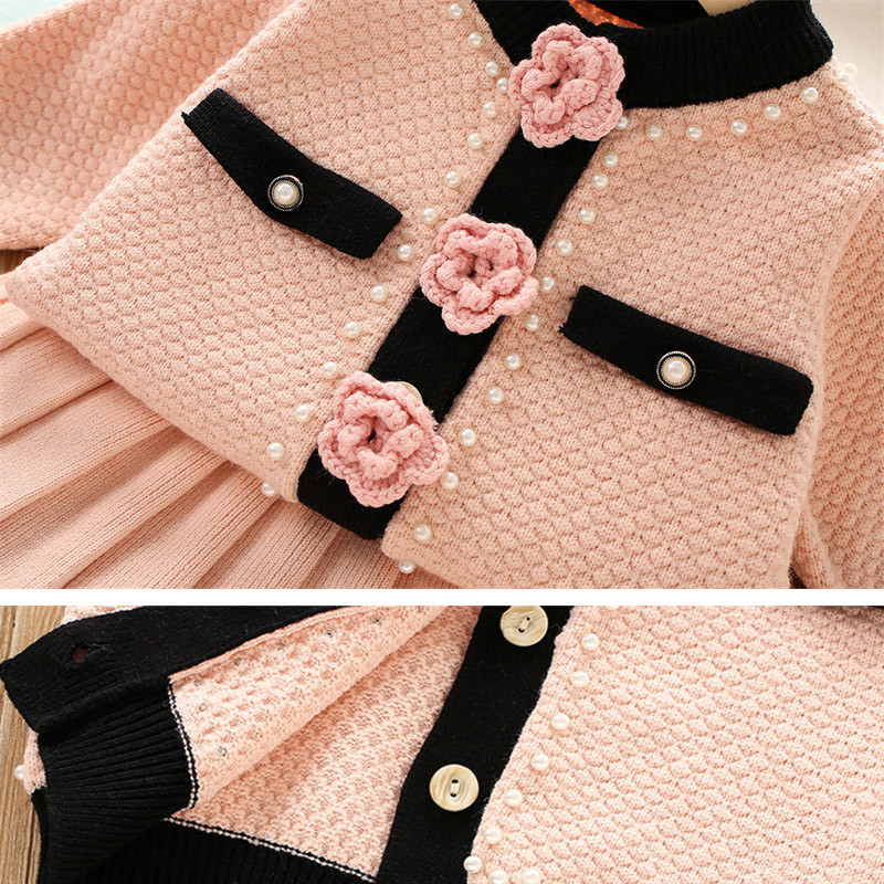 Komplekti talveriided tüdrukutele kampsun ja seelik Uued lapsed helmed kootud riided Ülikonnad 1-7 a. lastele Soe kampsun.