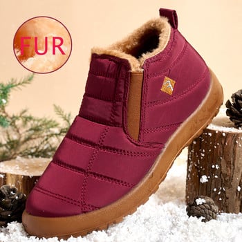 Зимни мъжки ботуши Водоустойчиви ботуши за сняг Мъжки обувки с топла козина Неплъзгащи се обувки за двойка Ежедневни дамски ботуши Големи размери Ботуши на глезена