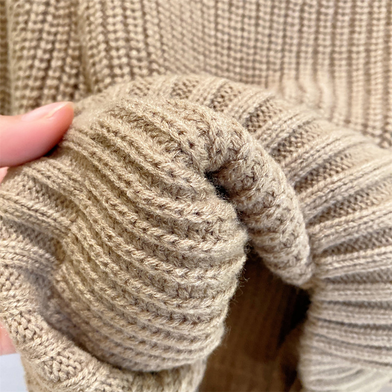 Lasteriided Unisex kampsun Korea 2023 Sügis Uus Paks Talvine Poolkõrge Kaelus Lihtne Ühevärviline Moodne Kootud