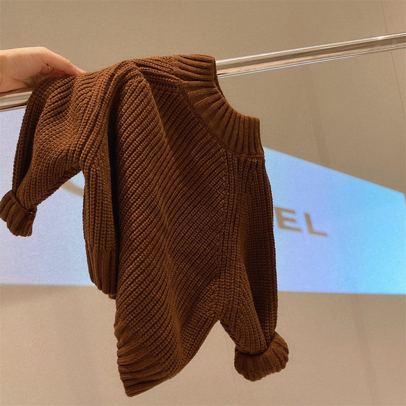 Lasteriided Unisex kampsun Korea 2023 Sügis Uus Paks Talvine Poolkõrge Kaelus Lihtne Ühevärviline Moodne Kootud