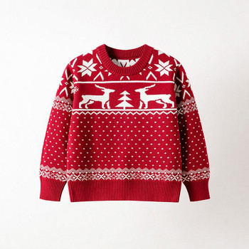 2023 Детски плетени пуловери Зимни коледни плетени топове Момчета Момичета Пуловер Памучни дрехи Бебешки пуловери с щампи 2-7 години